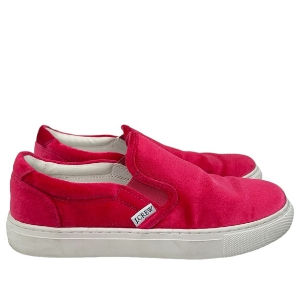 J.Crew Road Trip Crushed Velvet Barbie Pink Slip On Loafers Shoes SZ 6 Preppy - Picture 1 of 12